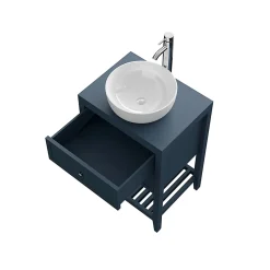 Meuble sous vasque à poser 2 tiroirs bleu mat l.60 cm, GoodHome Perma