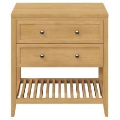Meuble sous vasque à poser 2 tiroirs placage chêne l.80 x H.80,6 x P.45 cm, GoodHome Perma