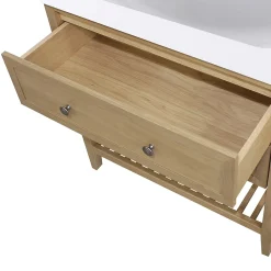 Meuble sous vasque à poser 2 tiroirs placage chêne l.80 x H.80,6 x P.45 cm, GoodHome Perma