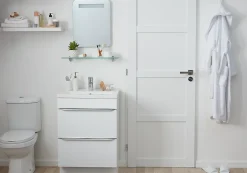 Meuble sous vasque à poser blanc brillant l.60 x H.82 x P.45 cm, GoodHome Imandra