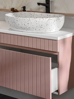 Meuble sous vasque à suspendre ICONIC rose 80 cm