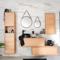 Meuble sous vasque 1 tiroir à suspendre GoodHome Avela placage chêne 100 cm