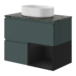 Meuble sous vasque 1 tiroir avec poignée intégrée l.80 x H.30 x P.45 cm vert forêt Kentia