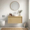Meuble sous vasque 1 tiroir à suspendre GoodHome Avela placage chêne 60 cm + plan de toilette Avela