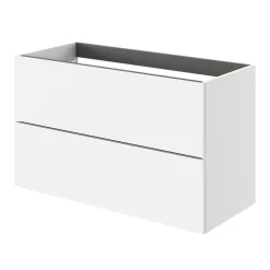 Meuble sous vasque 2 tiroirs sans poignées l.100 x H.60 x P.45 cm blanc mat Kentia