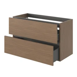Meuble sous vasque 2 tiroirs sans poignées l.100 x H.60 x P.45 cm effet noyer Kentia