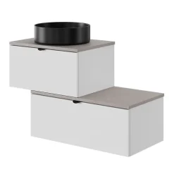 Meuble sous vasque 1 tiroir avec poignée intégrée l.80 x H.30 x P.45 cm blanc mat Kentia