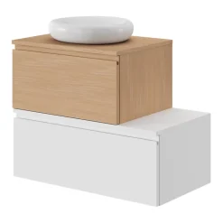 Meuble sous vasque 1 tiroir avec poignée intégrée l.80 x H.30 x P.45 cm blanc mat Kentia
