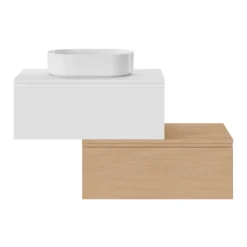 Meuble sous vasque 1 tiroir avec poignée intégrée l.80 x H.30 x P.45 cm blanc mat Kentia