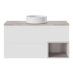 Meuble sous vasque 1 tiroir avec poignée intégrée l.80 x H.30 x P.45 cm blanc mat Kentia