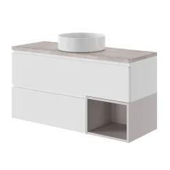 Meuble sous vasque 1 tiroir avec poignée intégrée l.80 x H.30 x P.45 cm blanc mat Kentia