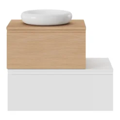 Meuble sous vasque 1 tiroir avec poignée intégrée l.80 x H.30 x P.45 cm blanc mat Kentia