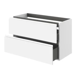 Meuble sous vasque 2 tiroirs avec poignées intégrées l.100 x H.60 x P.45 cm blanc mat Kentia