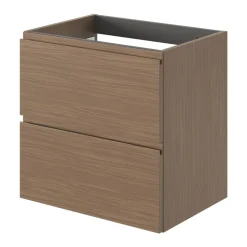 Meuble sous vasque 2 tiroirs avec poignées intégrées l.60 x H.60 x P.45 cm effet noyer Kentia