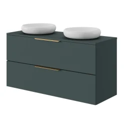 Meuble sous vasque 2 tiroirs sans poignées l.120 x H.60 x P.45 cm vert forêt Kentia