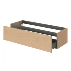 Meuble sous vasque 1 tiroir sans poignée l.120 x H.30 x P.45 cm effet chêne Kentia