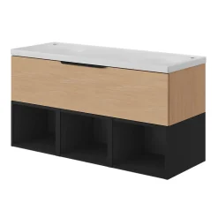 Meuble sous vasque 1 tiroir sans poignée l.120 x H.30 x P.45 cm effet chêne Kentia