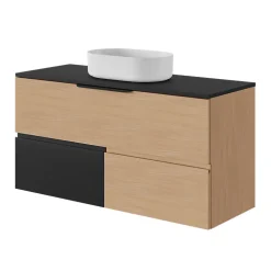 Meuble sous vasque 1 tiroir sans poignée l.120 x H.30 x P.45 cm effet chêne Kentia