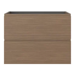 Meuble sous vasque 2 tiroirs avec poignées intégrées l.80 x H.60 x P.45 cm effet noyer Kentia