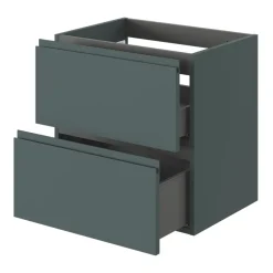 Meuble sous vasque 2 tiroirs avec poignées intégrées l.60 x H.60 x P.45 cm vert forêt Kentia