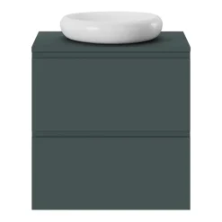 Meuble sous vasque 2 tiroirs avec poignées intégrées l.60 x H.60 x P.45 cm vert forêt Kentia
