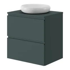 Meuble sous vasque 2 tiroirs avec poignées intégrées l.60 x H.60 x P.45 cm vert forêt Kentia