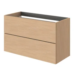Meuble sous vasque 2 tiroirs sans poignées l.100 x H.60 x P.45 cm effet chêne Kentia