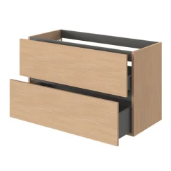 Meuble sous vasque 2 tiroirs sans poignées l.100 x H.60 x P.45 cm effet chêne Kentia