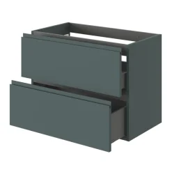 Meuble sous vasque 2 tiroirs avec poignées intégrées l.80 x H.60 x P.45 cm vert forêt Kentia