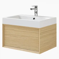 Meuble sous vasque 1 tiroir à suspendre GoodHome Avela placage chêne 60 cm