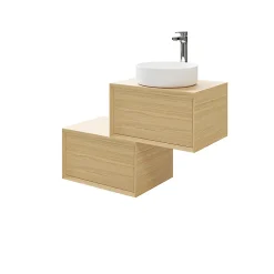 Meuble sous vasque 1 tiroir à suspendre GoodHome Avela placage chêne 60 cm