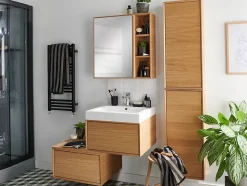 Meuble sous vasque 1 tiroir à suspendre GoodHome Avela placage chêne 60 cm