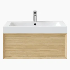 Meuble sous vasque 1 tiroir à suspendre GoodHome Avela placage chêne 80 cm