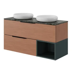 Meuble sous vasque 1 tiroir sans poignée l.120 x H.30 x P.45 cm effet noyer Kentia