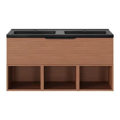 Meuble sous vasque 1 tiroir sans poignée l.120 x H.30 x P.45 cm effet noyer Kentia