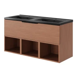 Meuble sous vasque 1 tiroir sans poignée l.120 x H.30 x P.45 cm effet noyer Kentia