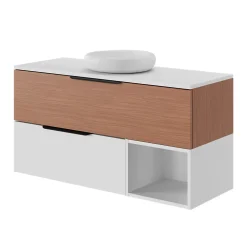Meuble sous vasque 1 tiroir sans poignée l.120 x H.30 x P.45 cm effet noyer Kentia