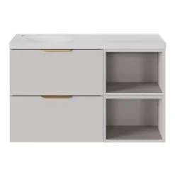Meuble sous vasque 2 tiroirs sans poignées l.60 x H.60 x P.45 cm beige cachemire Kentia