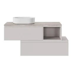 Meuble sous vasque 1 tiroir avec poignée intégrée l.100 x H.30 x P.45 cm beige cashemire Kentia