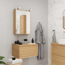 Meuble sous vasque 1 tiroir Avela 60 cm à suspendre + plan de toilette 60 cm GoodHome