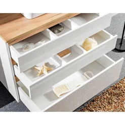 Meuble sous vasque ASKA 94 cm blanc brillant Modèle suspendu avec tiroirs