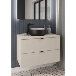 Meuble sous vasque BELLA 80 cm Coloris marron congo Finition mate et design suspendu