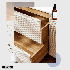 Meuble sous vasque de 120 cm - avec vasque à encastrer - 2 tiroirs - SEA BEIGE