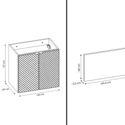Meuble sous vasque de 60 cm - avec plan - 2 portes - DANO