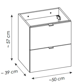Meuble sous vasque de 50 cm - avec vasque à poser - avec plan - Oak/Blanc - 2 tiroirs - VOLTA OAK