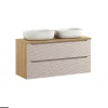 Meuble sous vasque de 120 cm - avec plan - avec 2 vasques à poser - 2 tiroirs - SEA BEIGE