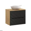 Meuble sous vasque de 70 cm - avec plan - avec vasque à poser - 2 tiroirs - SEA BLACK