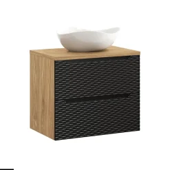 Meuble sous vasque de 70 cm - avec plan - avec vasque à poser - 2 tiroirs - SEA BLACK