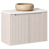 Meuble sous vasque de 80 cm - avec vasque à poser - avec plan - Cachemire Mat/Blanc - 2 portes - VOLTA CASHMERE