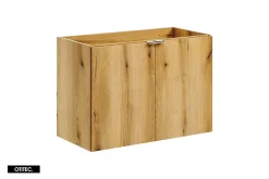 Meuble sous vasque de 80 cm - avec vasque à poser - avec plan - Noir/Oak - 2 portes - VOLTA OAK